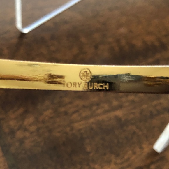 Vintage HTF Tory Burch open bangle enamel T tip cuff bracelet - Picture 11 of 16